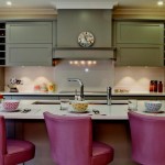 kitchen with pink chairs