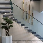 staircase with a potted plant