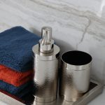 silver soap dispenser